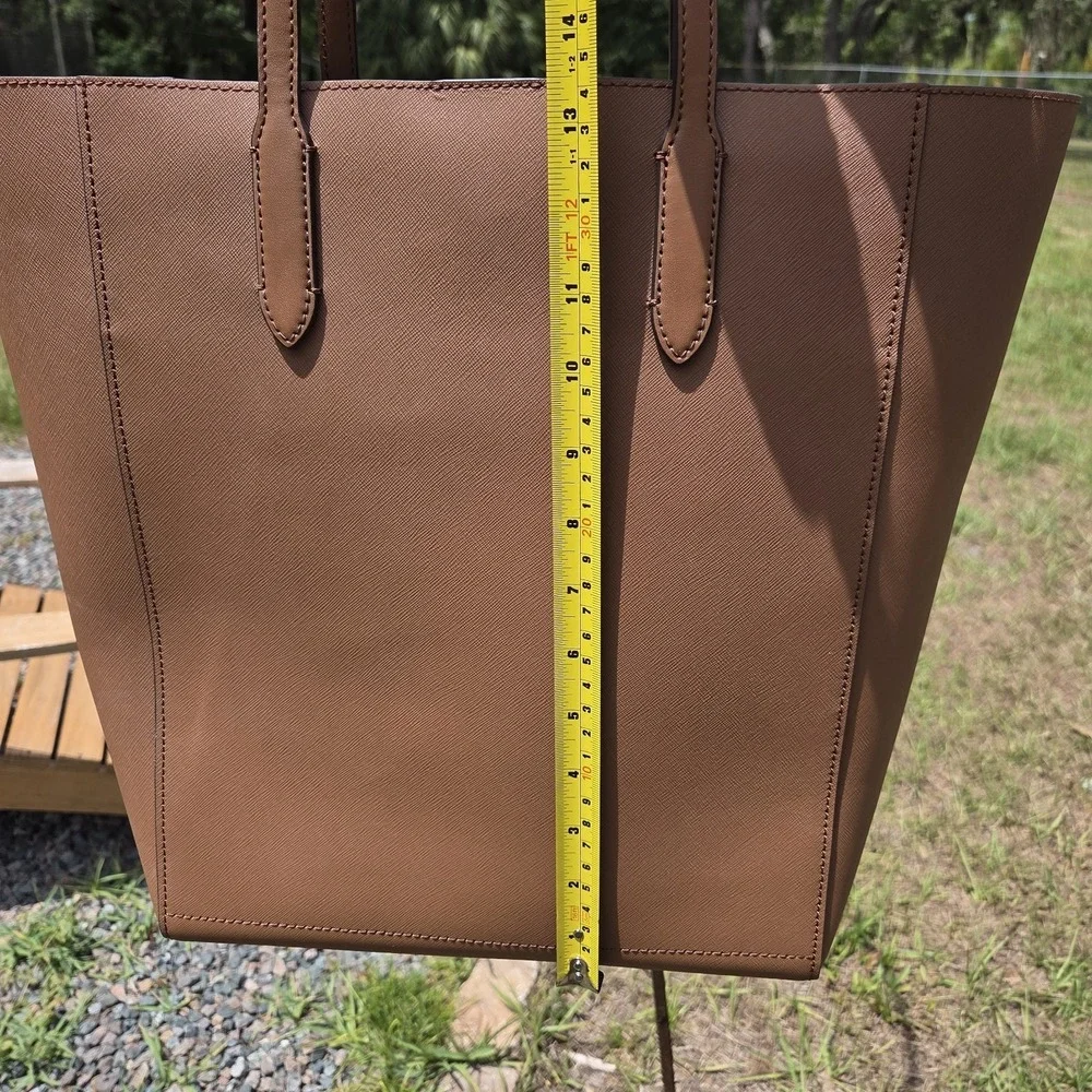 Michael Kors Vincent Large Saffiano Leather Tote Bag with Card Case Camel Brown - Picture 14 of 16